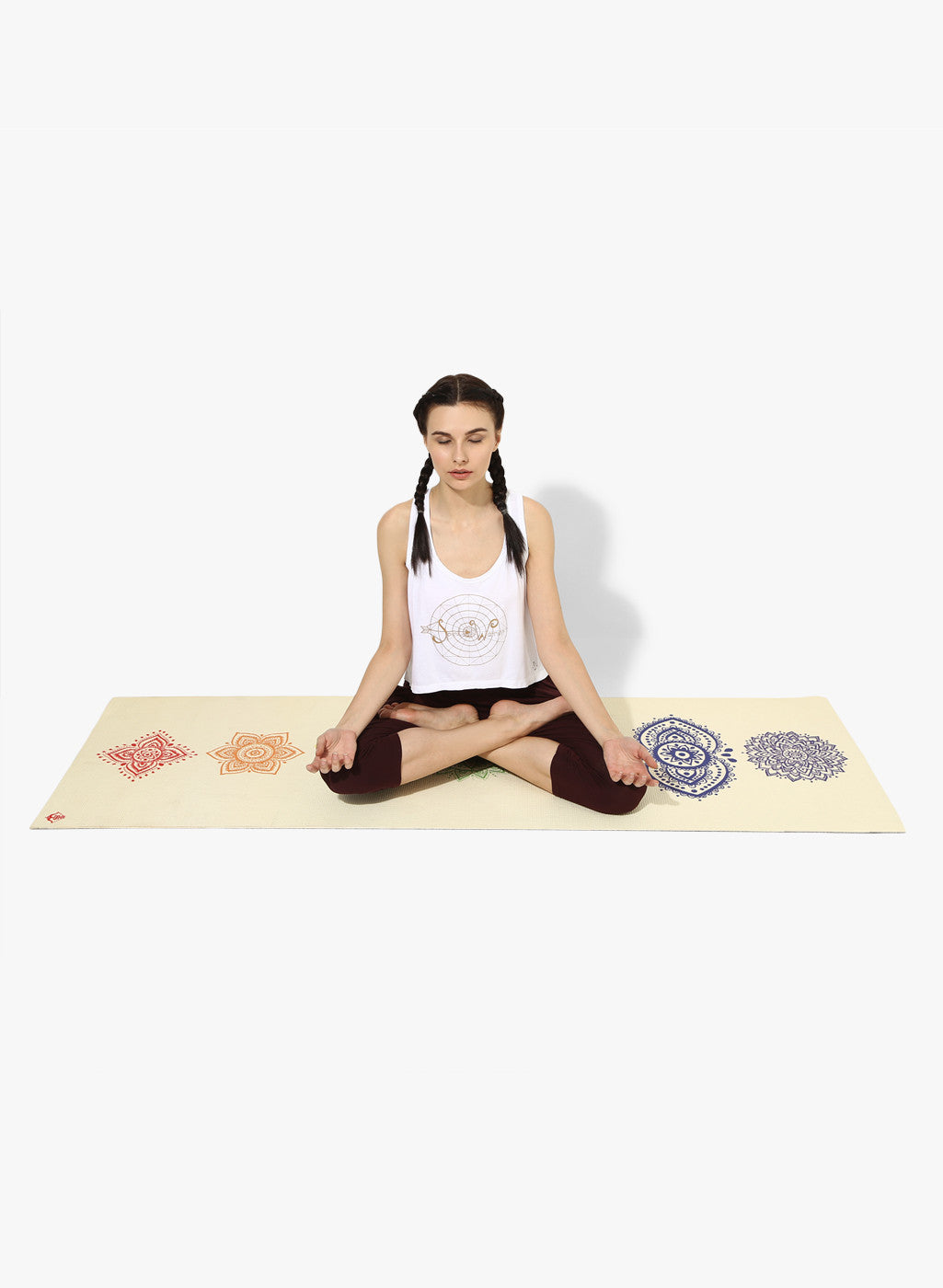 Spiritual Warrior's eco-friendly yoga mats have great grip, anti-slip, good cushioning for the knees, high quality, portable, affordable with Chakra print